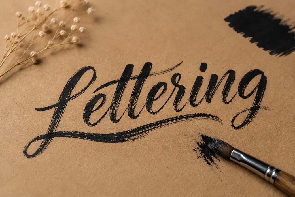 Dry Brush Lettering on Kraft Paper