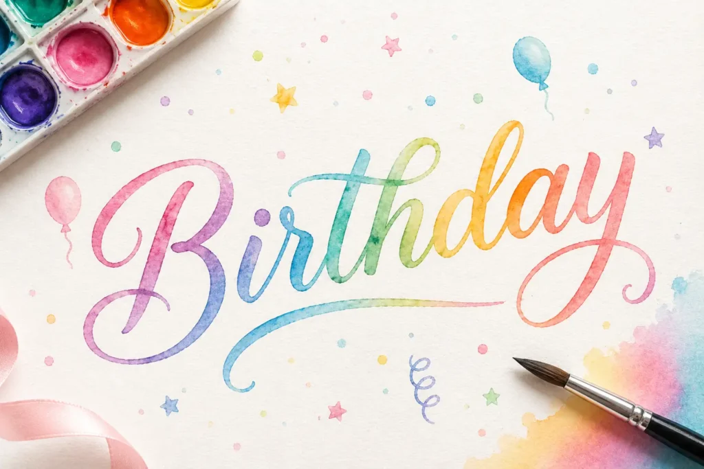 Watercolor Gradient in Cursive Calligraphy