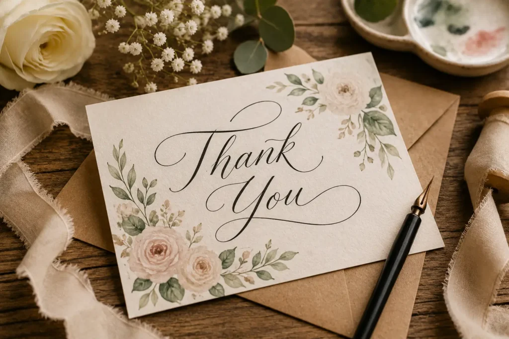 Wedding Thank You Cards with Calligraphy
