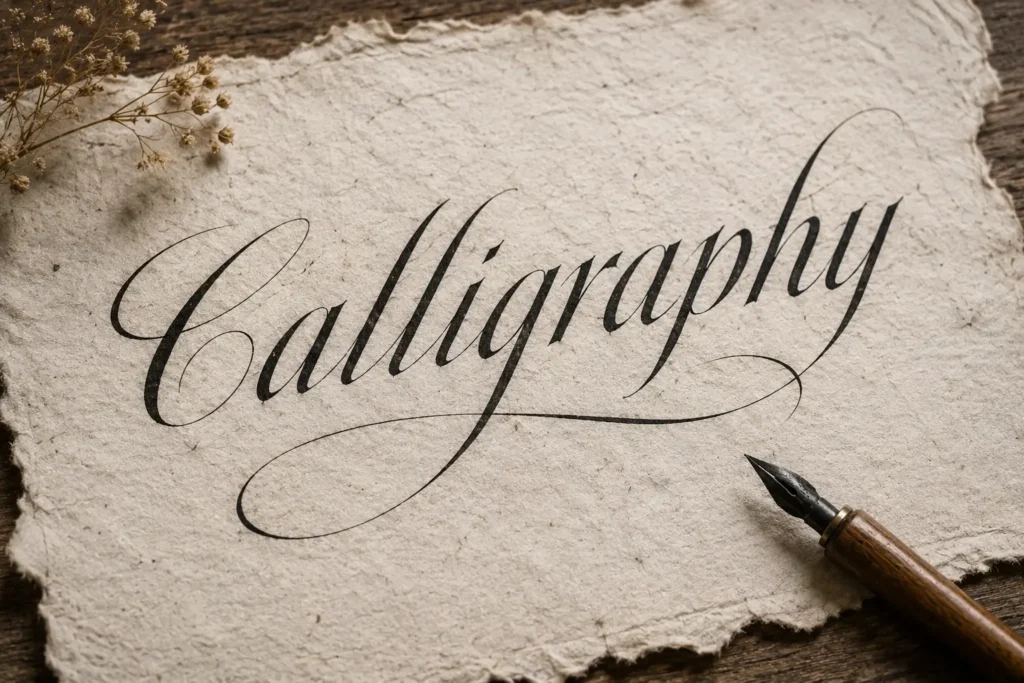 Italic Calligraphy on Handmade Textured Paper