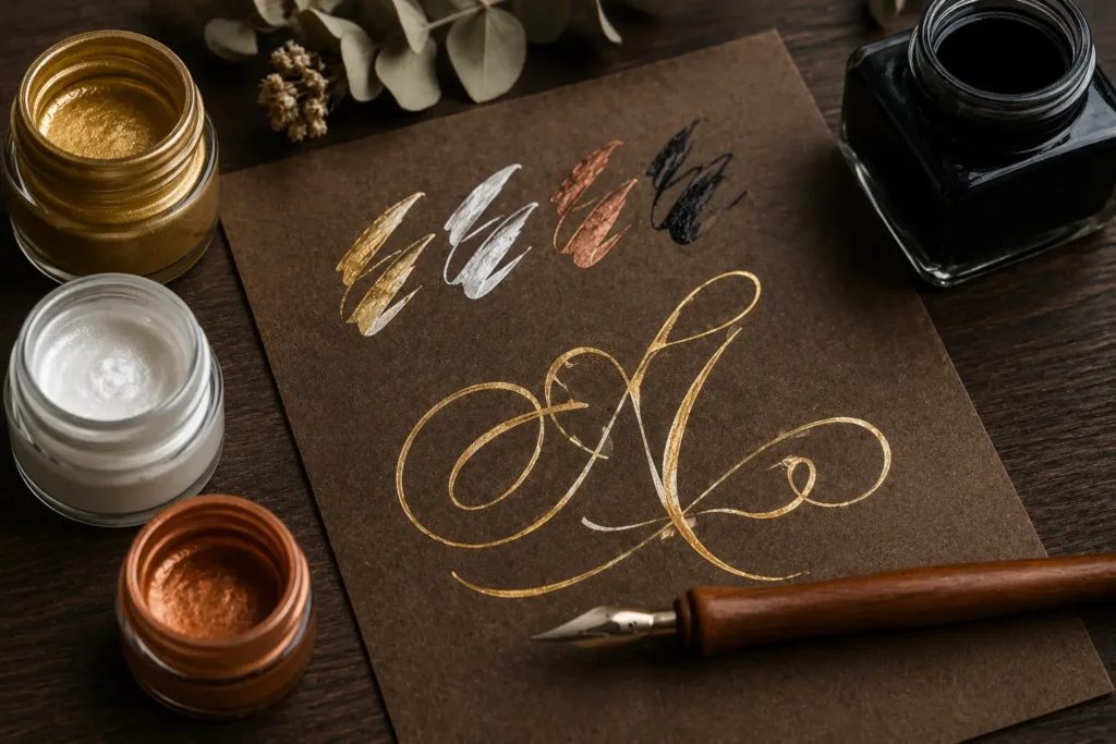 The Best Inks for Calligraphy on Dark Kraft Paper